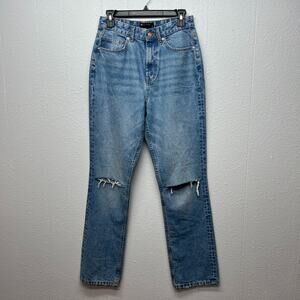 ASOS High Rise Distressed Medium Wash 5-Pocket Cotton Denim Jeans Womens 28/32